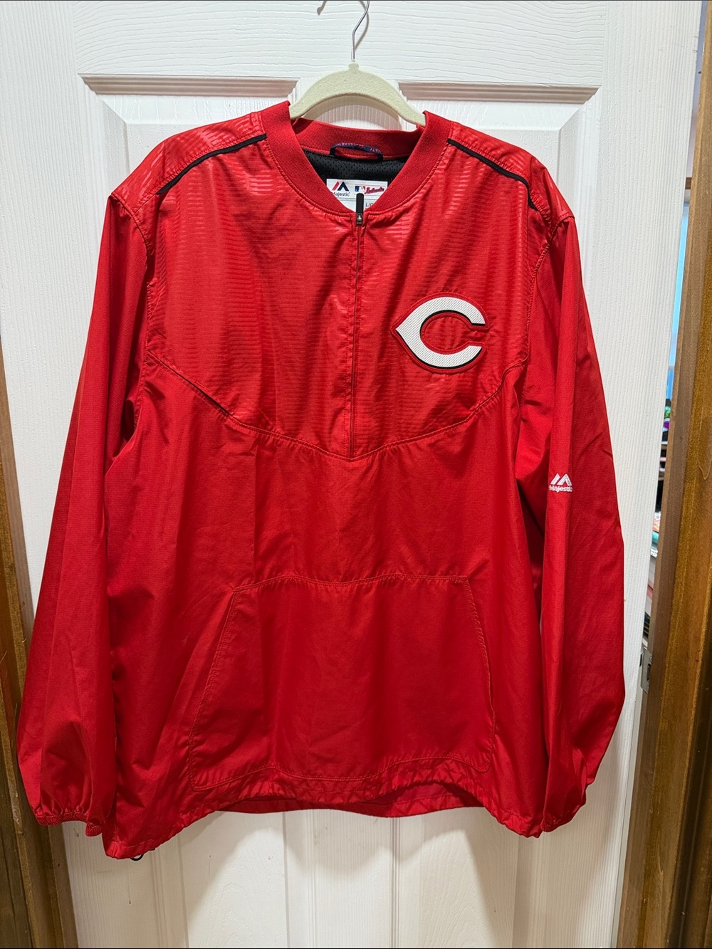 Majestic Red Cincinnati 'C' Windbreaker Pullover